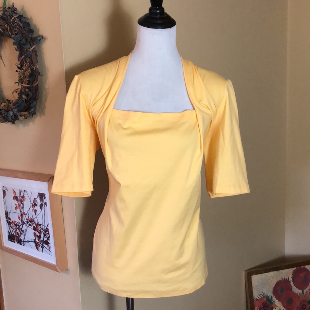 LAFAYETTE 148 Size 1X PLUS Squared Neckline Pullover Cotton & Elastine $188 NEW